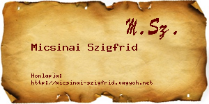 Micsinai Szigfrid névjegykártya